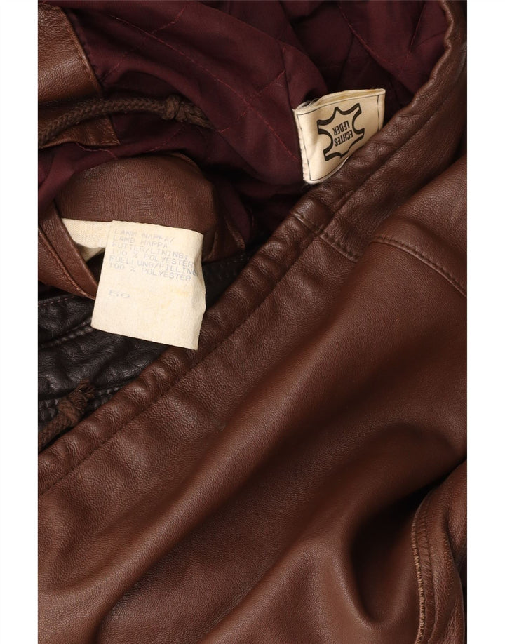 VINTAGE Mens Leather Jacket IT 50 Large Brown Leather