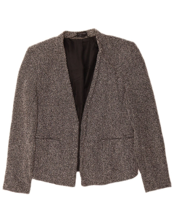 Topshop Womens Open Blazer Jacket UK 10 Small Black Check Cotton