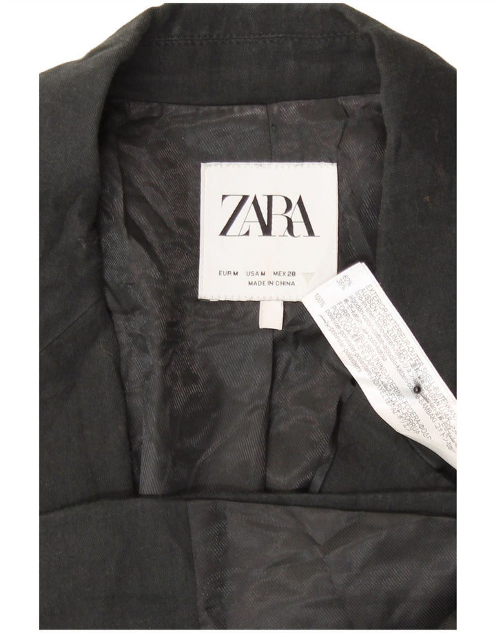 Zara Womens Short Sleeve Bolero Jacket UK 14 Medium Black Linen