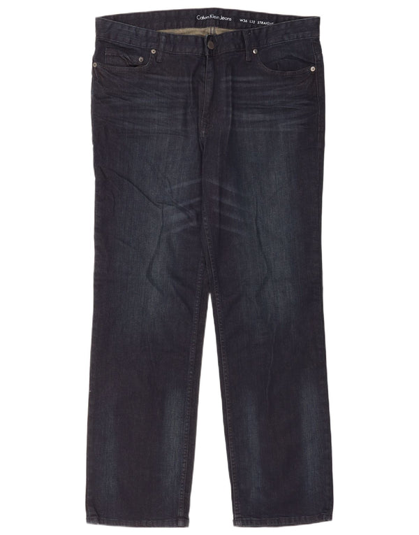 Calvin Klein Mens Straight Jeans W36 L32 Navy Blue Cotton