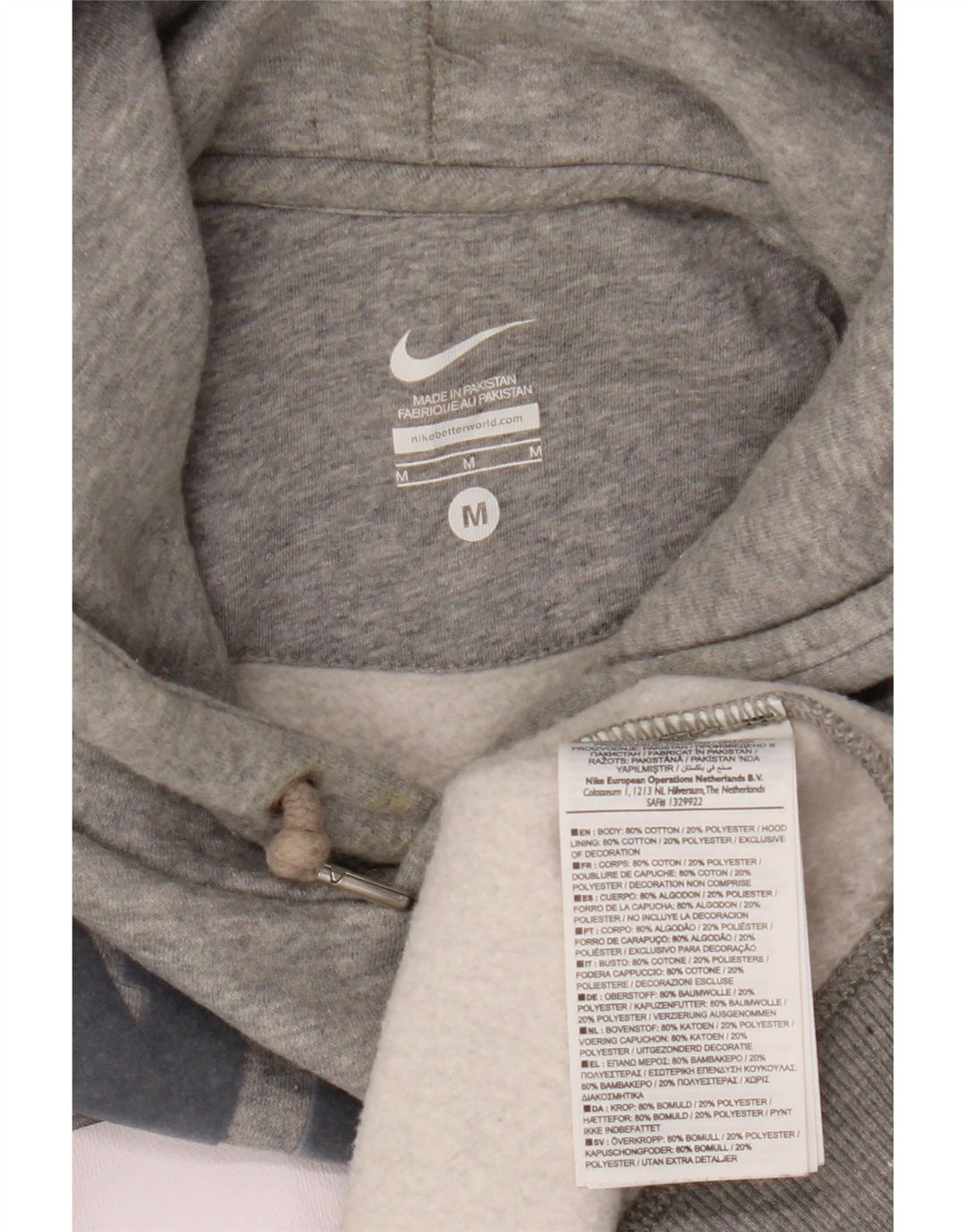 NIKE Mens Graphic Hoodie Jumper Medium Grey Cotton