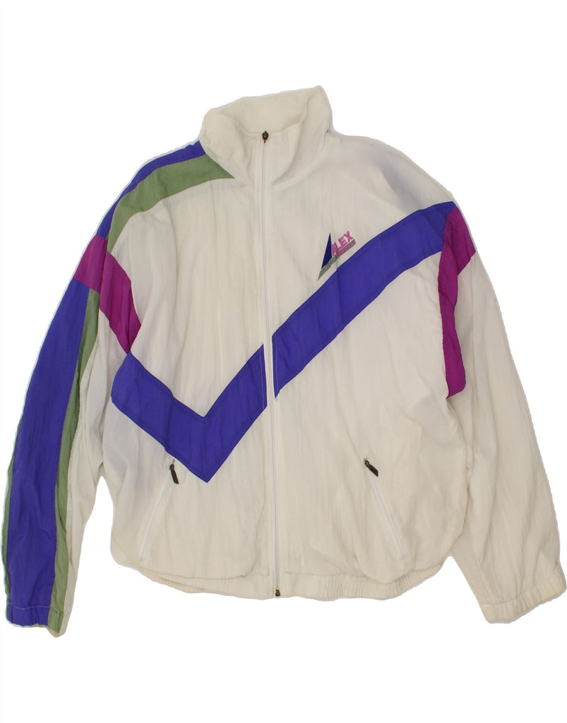 VINTAGE Mens Tracksuit Top Jacket XL White Colourblock Polyamide Vintage Vintage and Second-Hand Vintage from Messina Hembry 