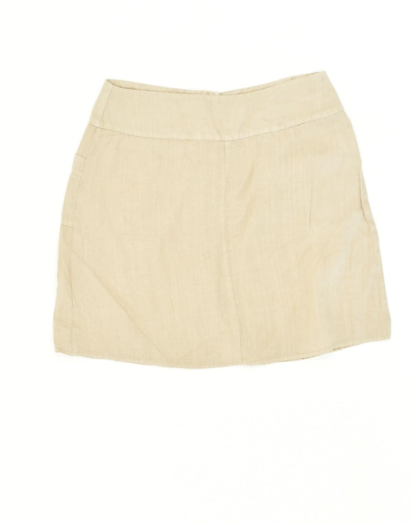 VINTAGE Womens Mini Skirt IT 44 Medium W30 Beige Linen | Vintage Vintage | Thrift | Second-Hand Vintage | Used Clothing | Messina Hembry 