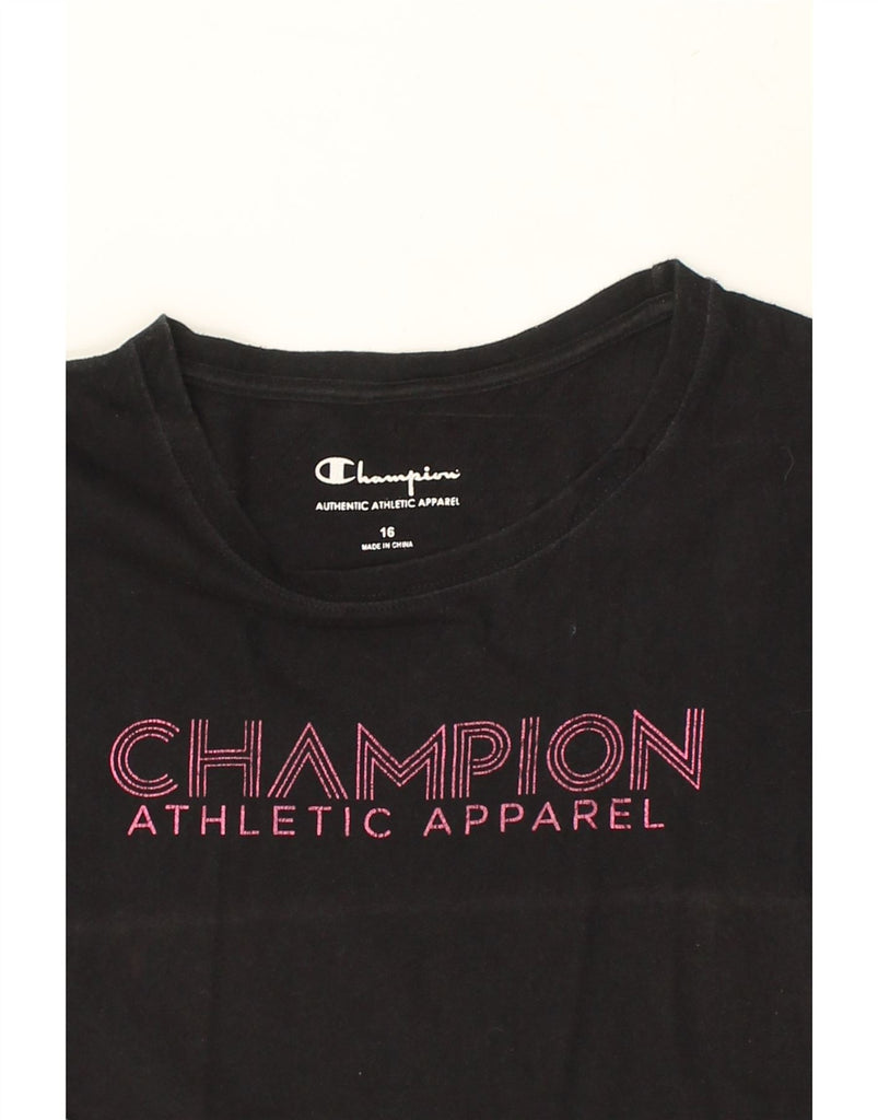 CHAMPION Boys Graphic T-Shirt Top 15-16 Years Black Cotton | Vintage Champion | Thrift | Second-Hand Champion | Used Clothing | Messina Hembry 