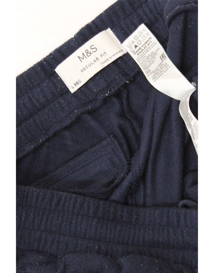 Marks & Spencer Mens Regular Fit Fleece Tracksuit Trousers Large Navy Blue