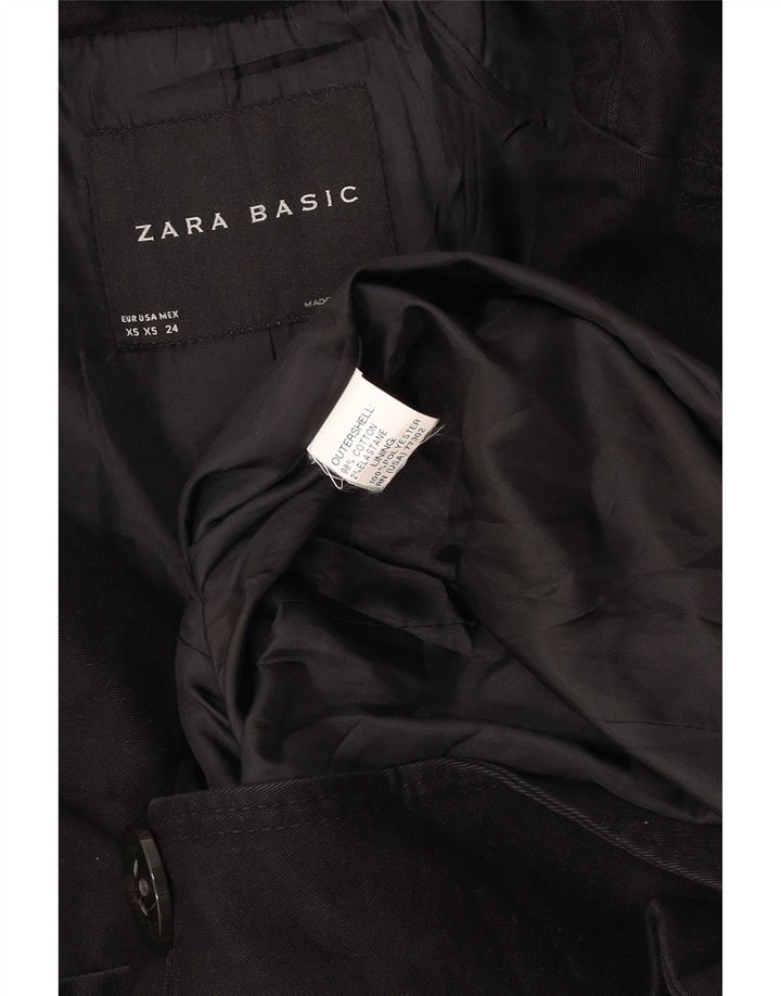 Zara Womens Overcoat UK 6 XS Black Cotton