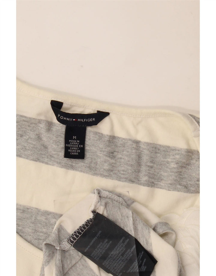 Tommy Hilfiger Womens T-Shirt Top UK 12 Medium Grey Striped Cotton