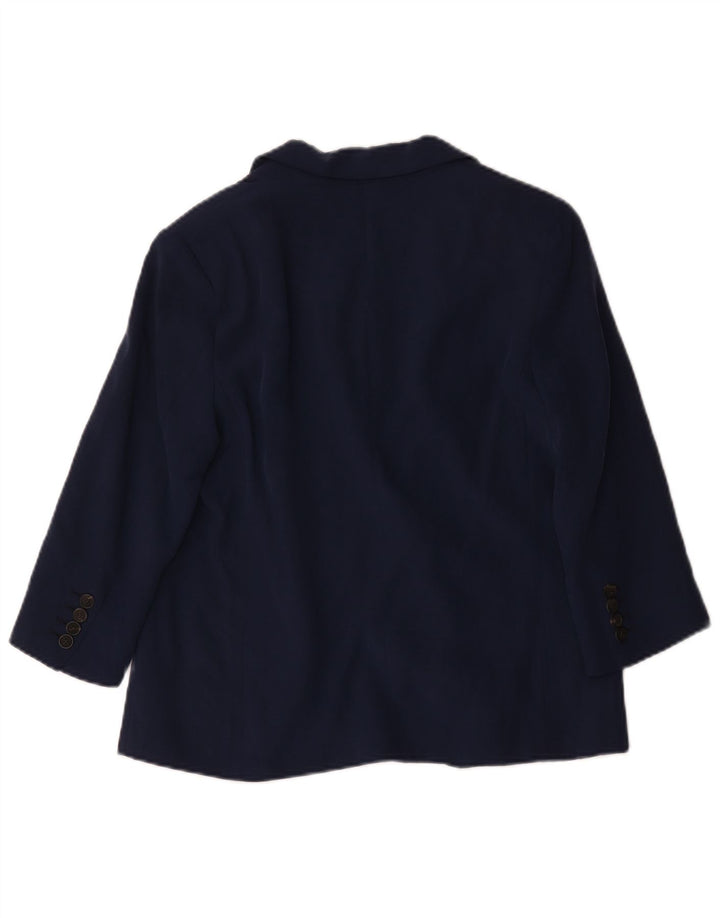 Zara Womens 3/4 Sleeve Open Blazer Jacket UK 14 Medium Navy Blue