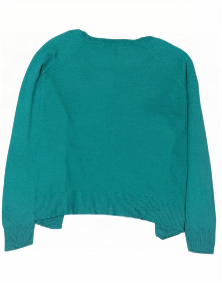 Zara Womens Oversized Boat Neck Jumper Sweater UK 14 Medium Turquoise