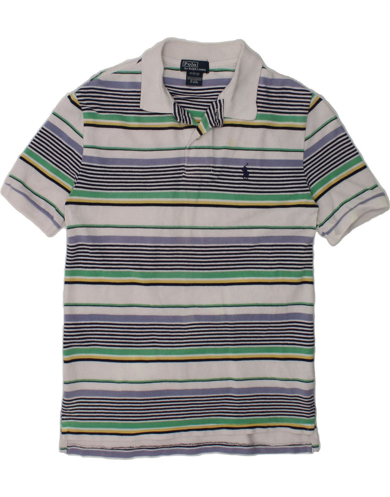 POLO RALPH LAUREN Boys Polo Shirt 10-11 Years Medium Grey Striped Cotton | Vintage Polo Ralph Lauren | Thrift | Second-Hand Polo Ralph Lauren | Used Clothing | Messina Hembry 