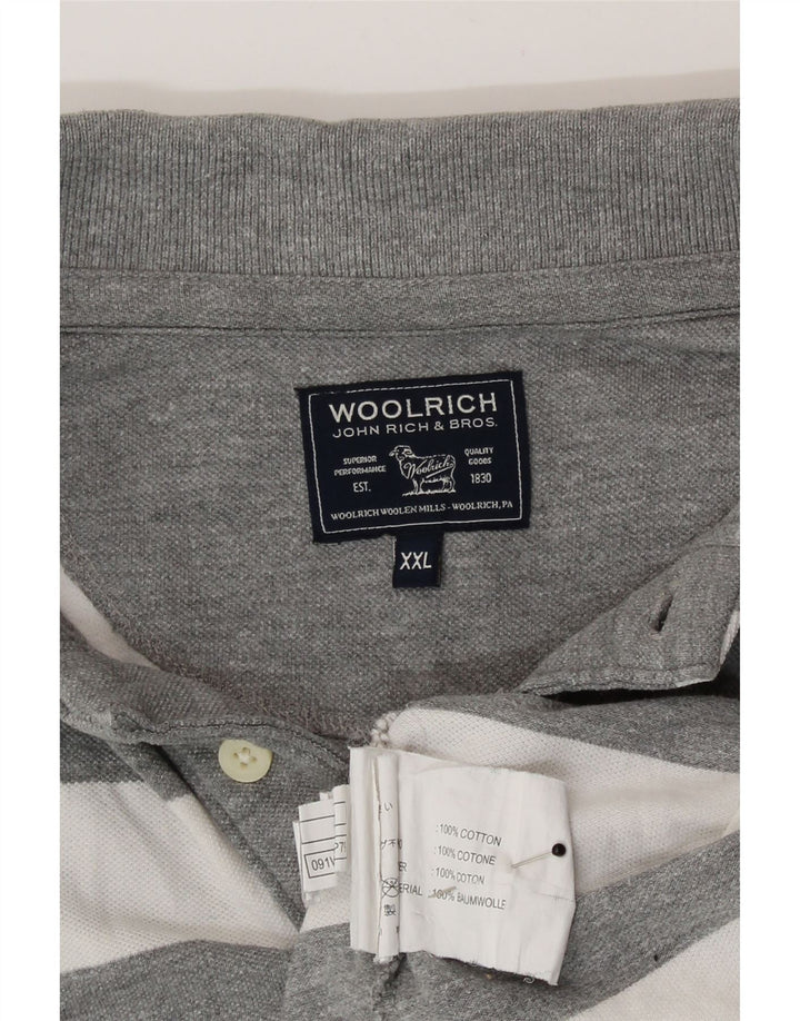 Woolrich Mens Polo Shirt 2XL Grey Striped Cotton