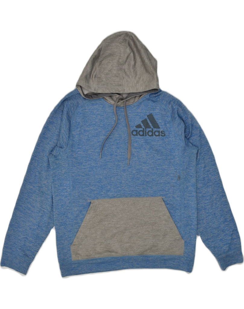 ADIDAS Mens Hoodie Jumper Medium Blue Colourblock Polyester | Vintage Adidas | Thrift | Second-Hand Adidas | Used Clothing | Messina Hembry 