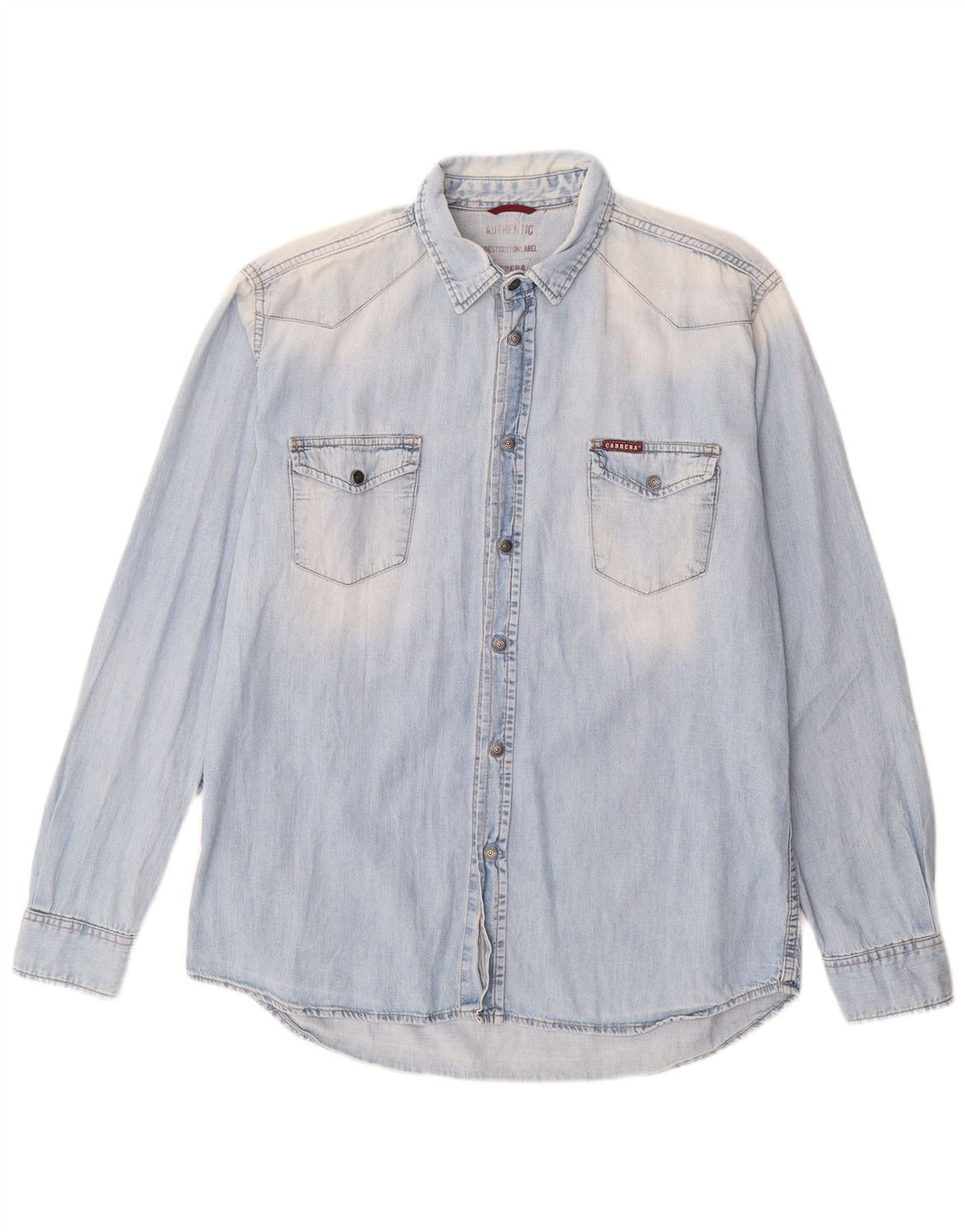 Carrera Mens Denim Shirt Large Blue Cotton