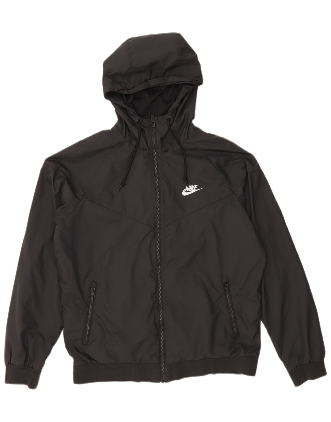 NIKE Mens Hooded Windbreaker Jacket UK 38 Medium Black Polyester