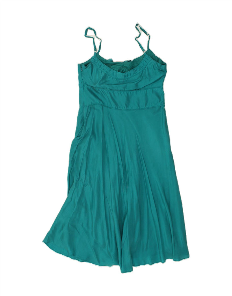 MONSOON Womens Slip Dress UK 12 Medium Turquoise Silk Vintage Monsoon and Second-Hand Monsoon from Messina Hembry 