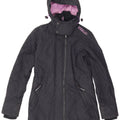 Superdry Womens Windparka Hooded Quilted Parka Jacket UK 10 Small Navy Blue