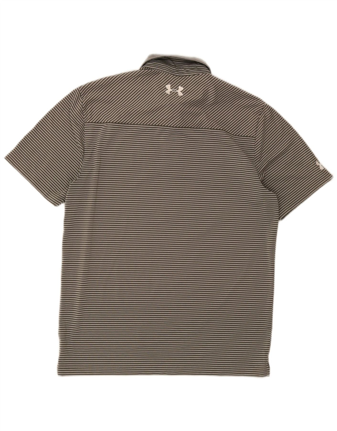 Under Armour Mens Heat Gear Polo Shirt Medium Grey Pinstripe