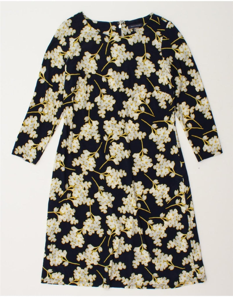 TOMMY HILFIGER Womens Long Sleeve A-Line Dress US 4 Small Black Floral Vintage Tommy Hilfiger and Second-Hand Tommy Hilfiger from Messina Hembry 