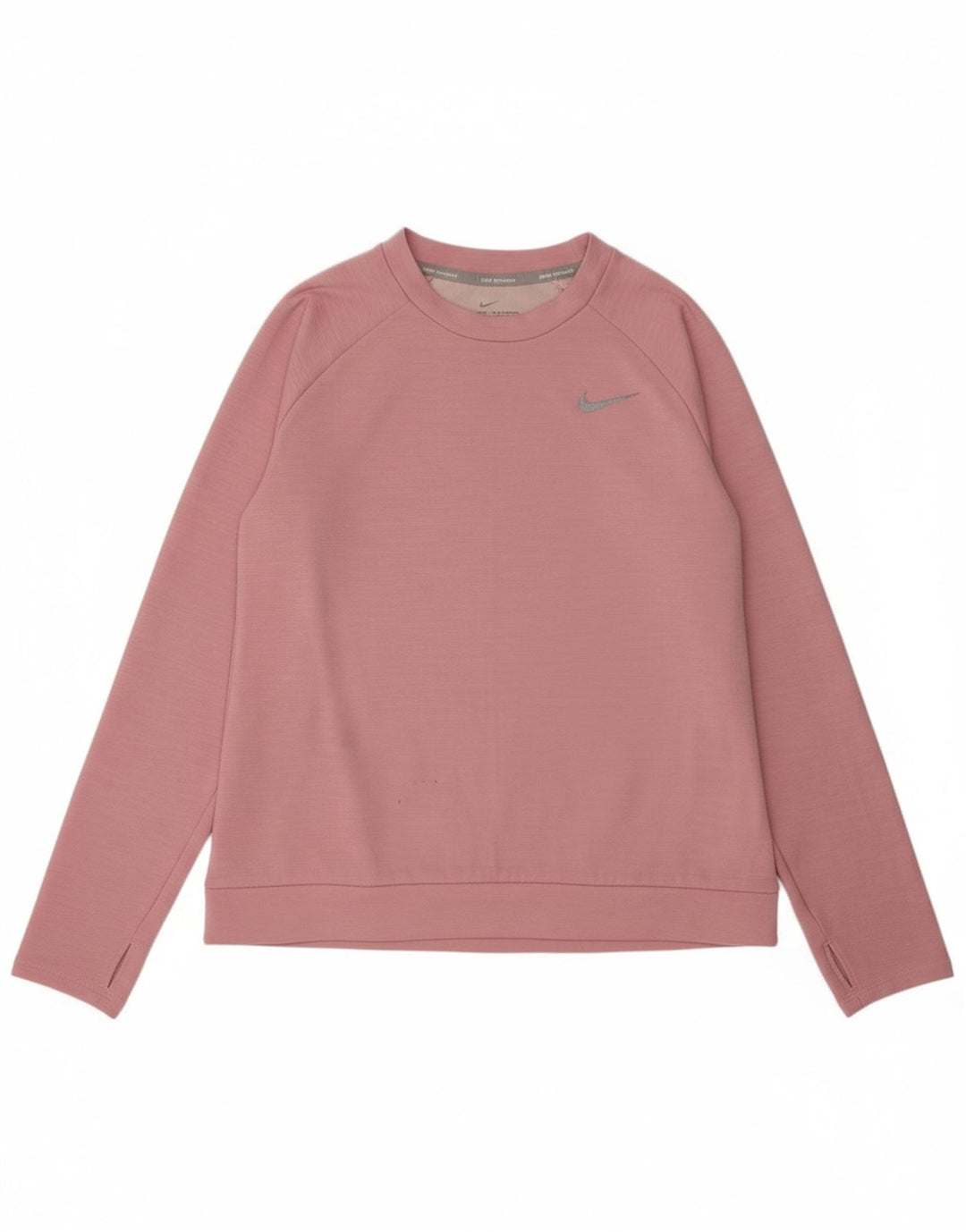NIKE Womens Top Long Sleeve UK 14 Medium Pink Flecked Polyester