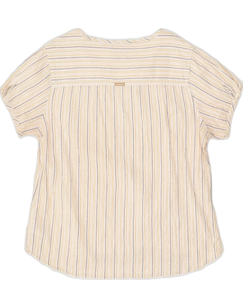 COLUMBIA Womens Loose Fit Blouse Top UK 18 XL Beige Striped Cotton | Vintage Columbia | Thrift | Second-Hand Columbia | Used Clothing | Messina Hembry 