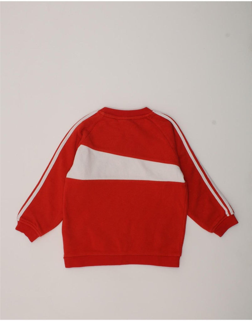 ADIDAS Boys Sweatshirt Jumper 3-4 Years Red Colourblock Cotton | Vintage Adidas | Thrift | Second-Hand Adidas | Used Clothing | Messina Hembry 