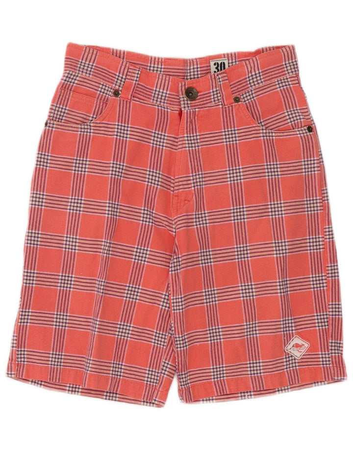 Vintage Mens Casual Shorts W30 Medium Pink Check Cotton