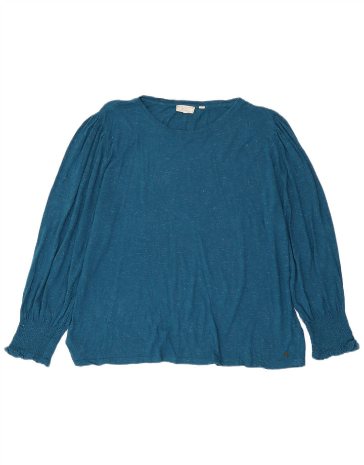 Fat Face Womens Top Long Sleeve UK 20 2XL Blue Flecked Viscose