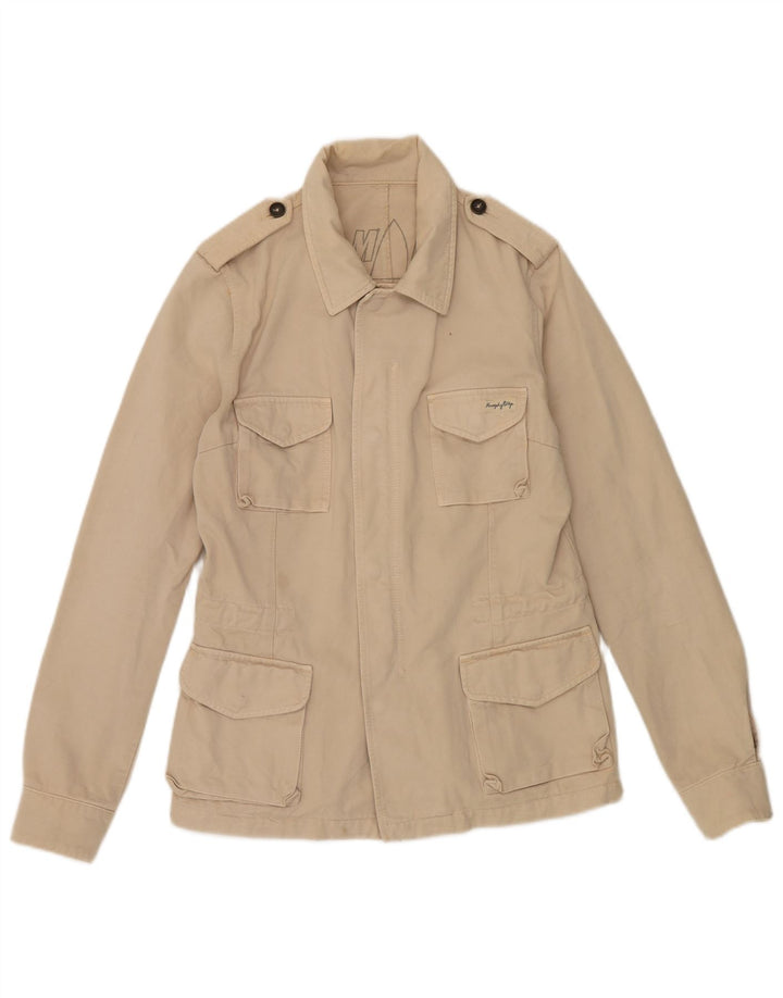 MURPHY & NYE Womens Military Jacket UK 16 Large Beige Cotton