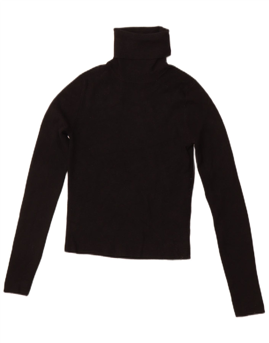 ZARA Womens Crop Roll Neck Jumper Sweater UK 12 Medium Black Viscose