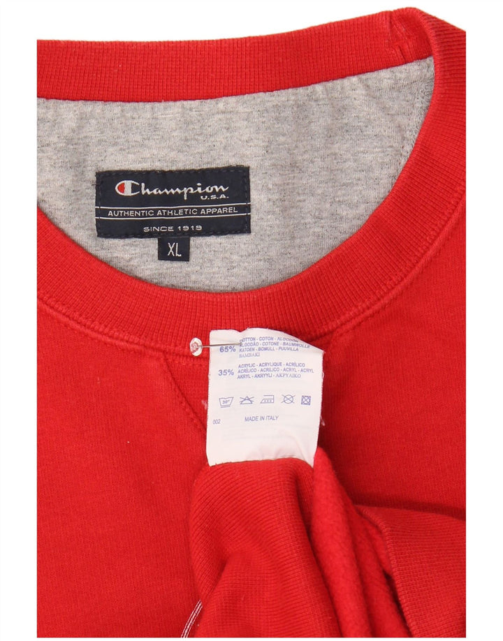 CHAMPION Mens Graphic Sweatshirt Jumper XL Red Cotton