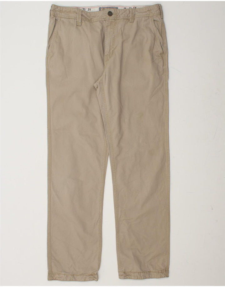 FAT FACE Mens Straight Chino Trousers W34 L33 Beige Cotton