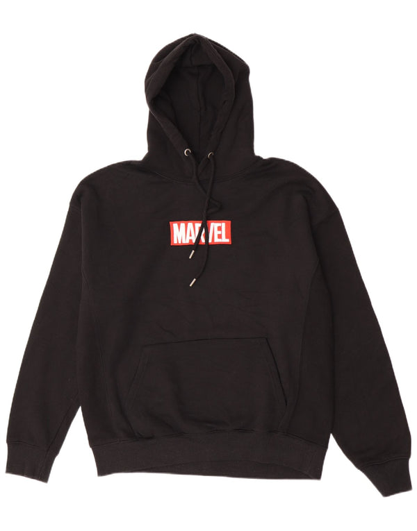 Pull & Bear Mens Marvel Graphic Hoodie Jumper Large Black Polyester