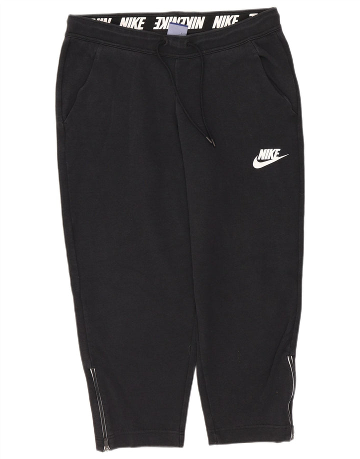 Nike Womens Capri Tracksuit Trousers UK 14 Medium  Black Cotton