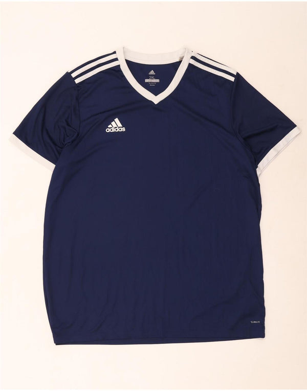 Adidas Mens Climalite T-Shirt Top 2XL Navy Blue Colourblock Polyester