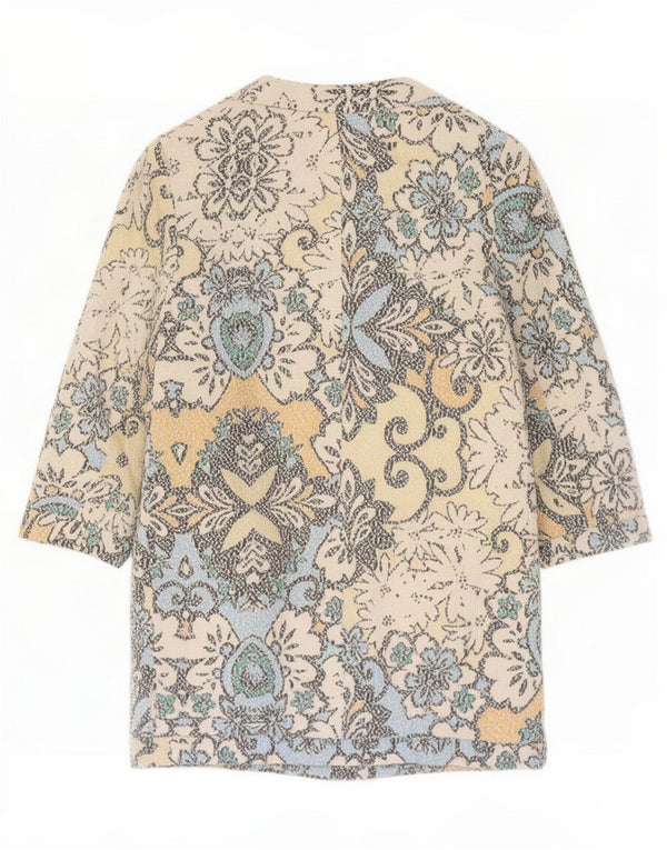Zara Womens Oversized 3/4 Sleeve Open Overcoat UK 6 XS Multicoloured Floral