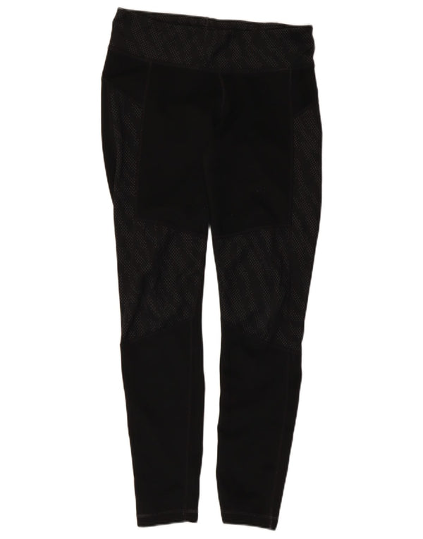 Adidas Womens Climalite Leggings UK 8/10 Small Black Spotted Polyester