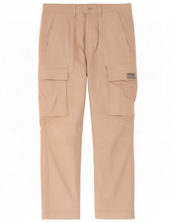 Zara Mens Straight Cargo Trousers EU 40 Medium W31 L28 Beige Cotton
