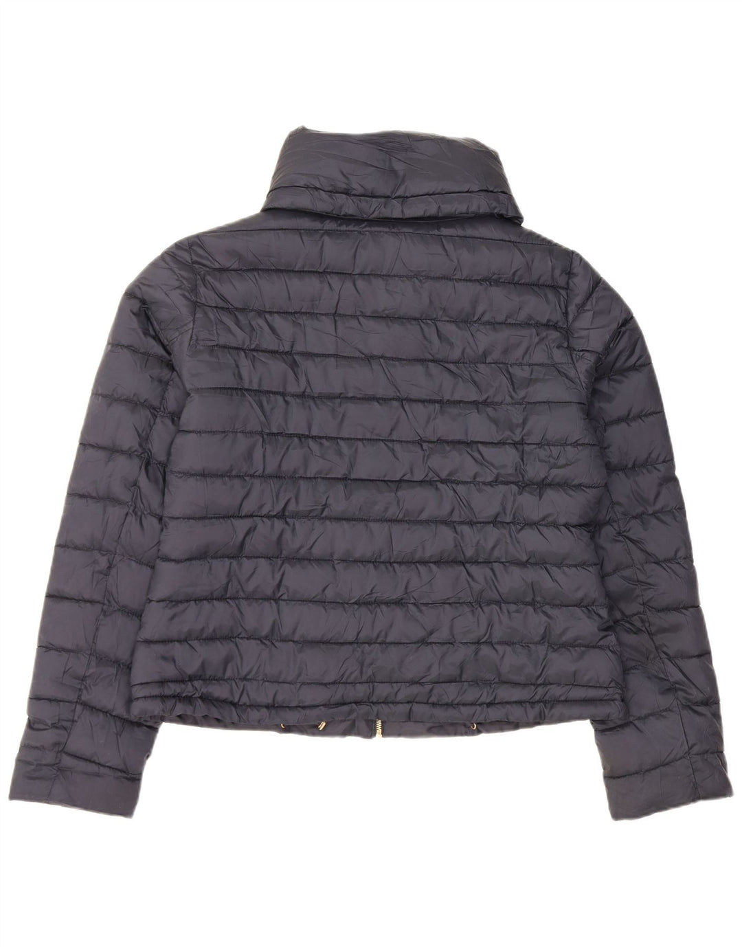 Zara Womens Crop Hooded Padded Jacket UK 20 2XL Navy Blue Polyester