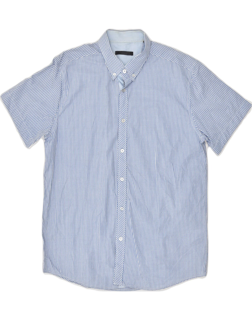 JACK & JONES Mens Premium Short Sleeve Shirt 2XL Blue Check Cotton | Vintage Jack & Jones | Thrift | Second-Hand Jack & Jones | Used Clothing | Messina Hembry 