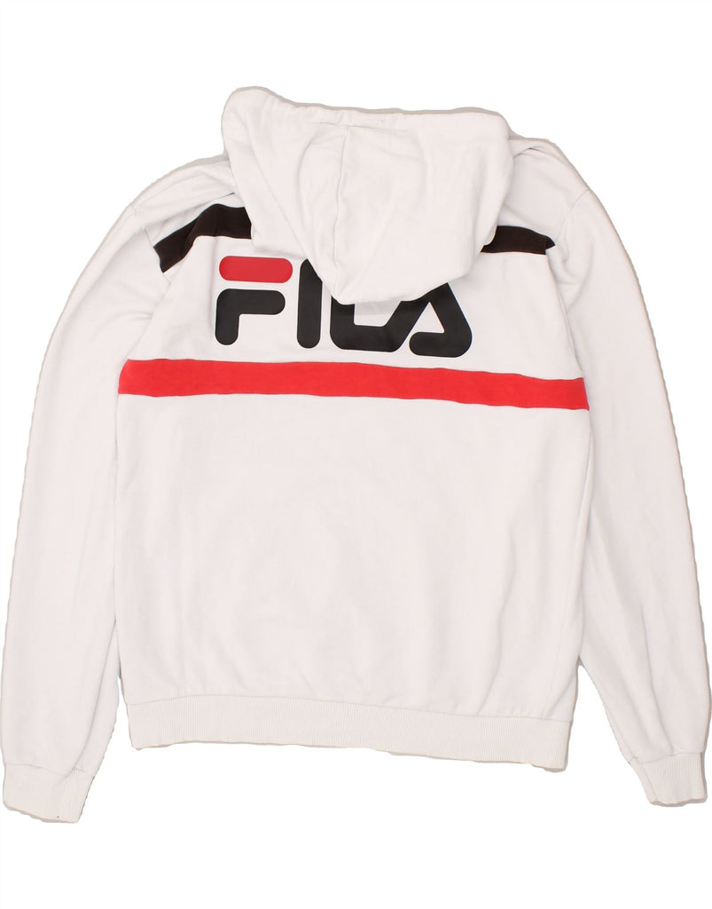 FILA Mens Graphic Hoodie Jumper Large White Cotton Vintage Fila and Second-Hand Fila from Messina Hembry 