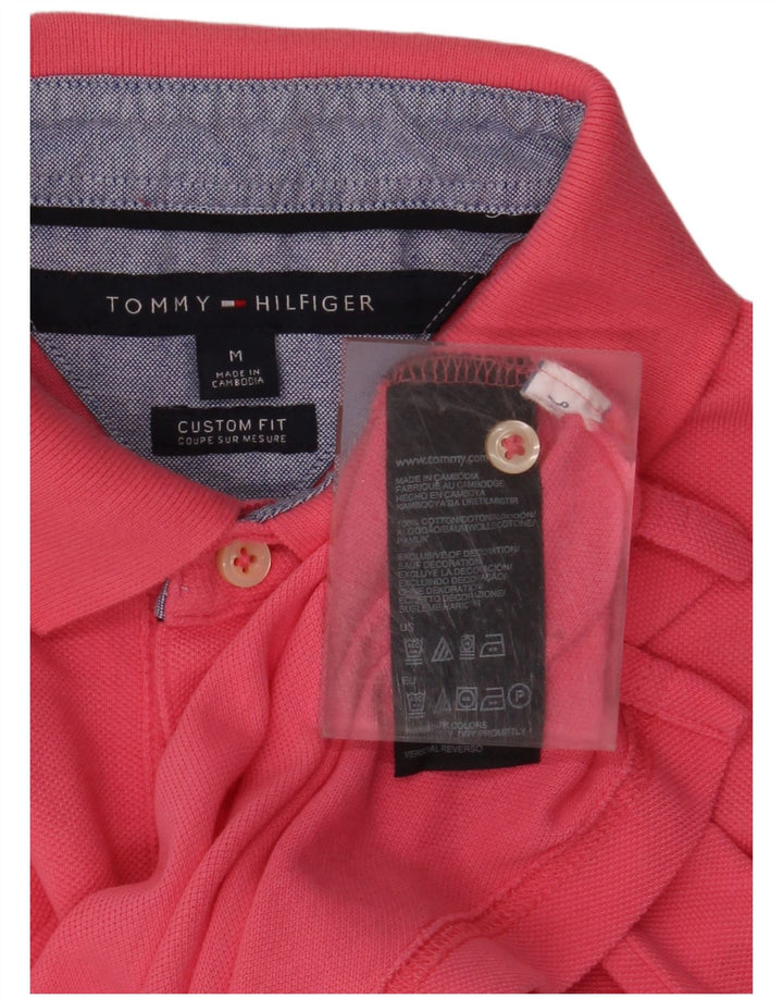 TOMMY HILFIGER Mens Custom Fit Polo Shirt Medium Pink Cotton