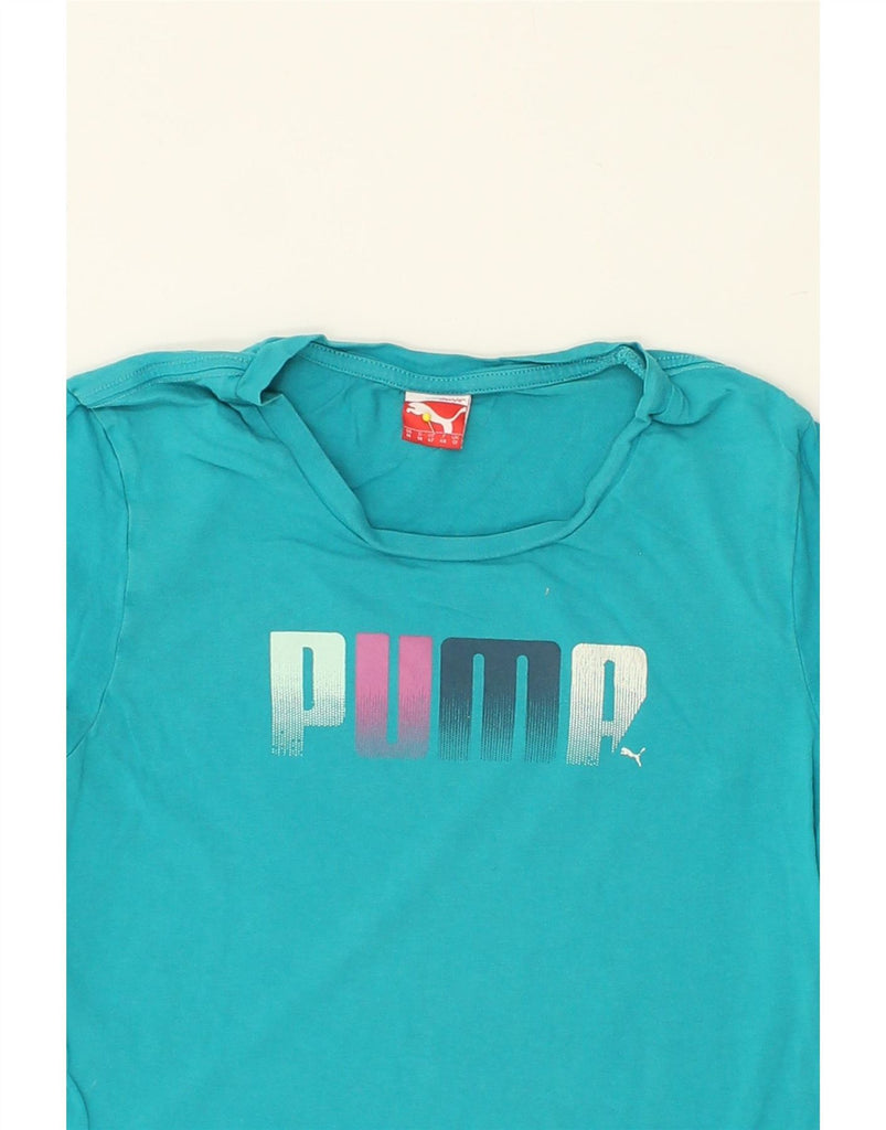 PUMA Womens Graphic T-Shirt Top UK 12 Medium  Blue Cotton Vintage Puma and Second-Hand Puma from Messina Hembry 