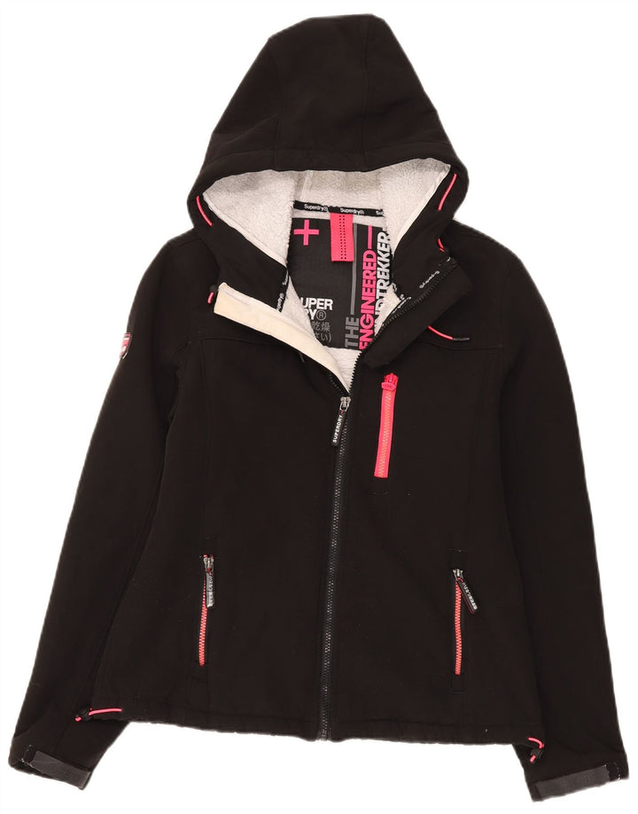 Superdry Womens Hooded Windbreaker Jacket UK 12 Medium Black