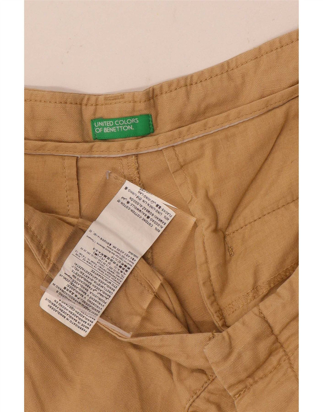 Benetton Mens Chino Shorts IT 48 Medium W34 Beige Cotton