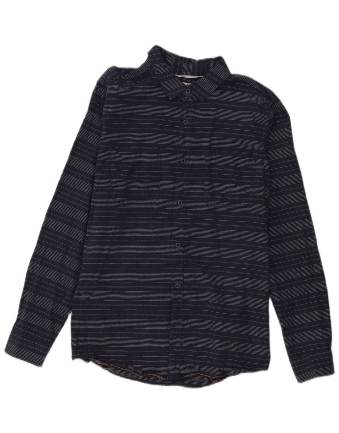 Hurley Mens Classic Fit Flannel Shirt Medium Navy Blue Striped Cotton