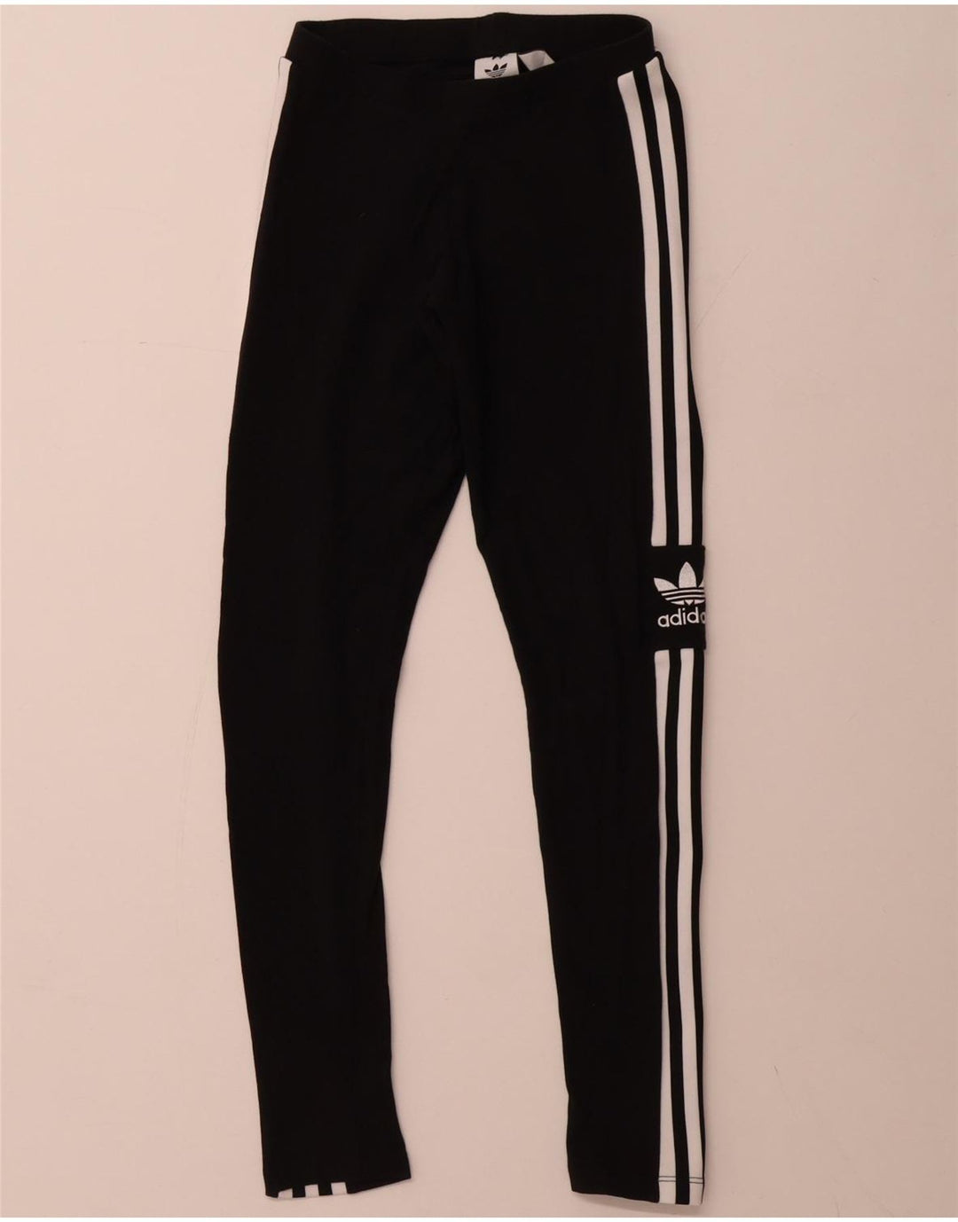 ADIDAS Womens Graphic Leggings UK 6 XS  Black Cotton