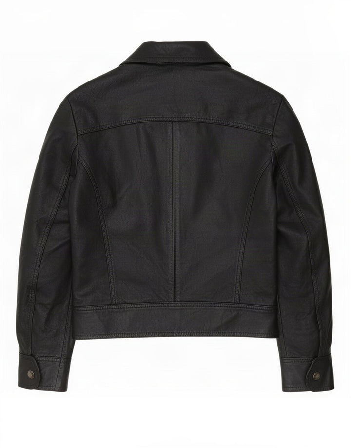 Vintage Womens Leather Jacket UK 10 Small Black