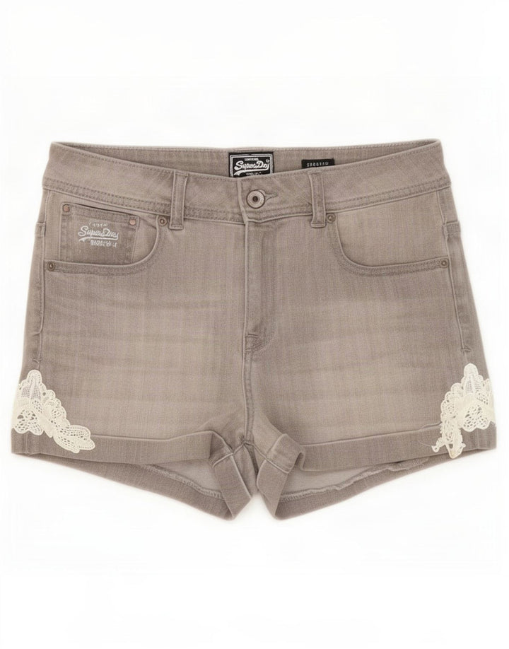 Superdry Womens Denim Shorts Medium W30 Grey Cotton