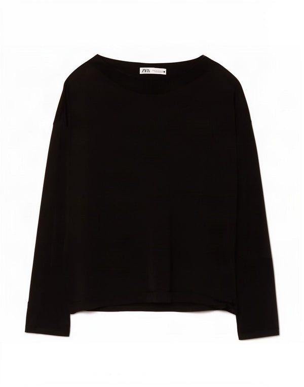 Zara Womens Oversized Top Long Sleeve UK 18 XL Black