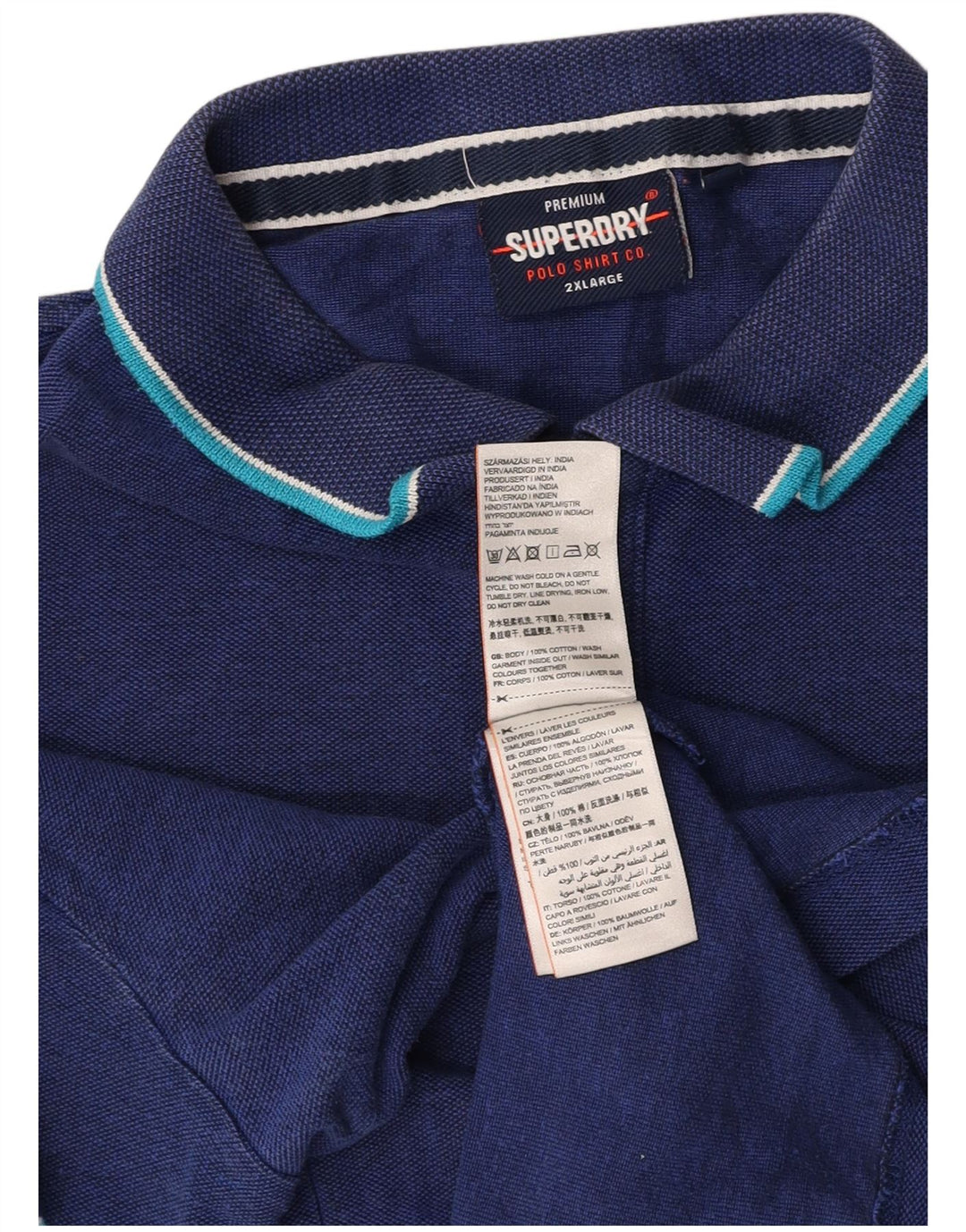 SUPERDRY Mens Polo Shirt 2XL Navy Blue Cotton
